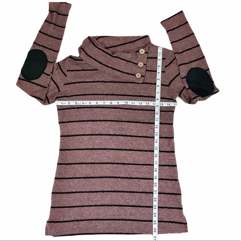 VANILLA BAY Striped Button-Neck Knit Tunic Top - Picture 5 of 8